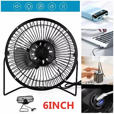 £6.99 • Buy Metal Desk Fan Mini USB 6  In Small Quiet Personal Cooler Portable Table Desktop