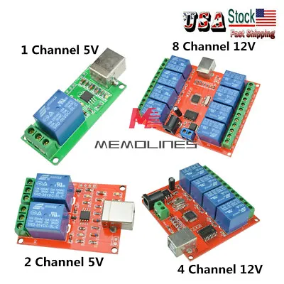 5/12V USB Relay 1/2/4/8 CH Programmable Computer Control Relay For Smart Home US • $12.99