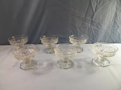 Set Of 6 McKee Clear Glass Rock Crystal Sherbets Champagne Glasses Goblets • $29.99