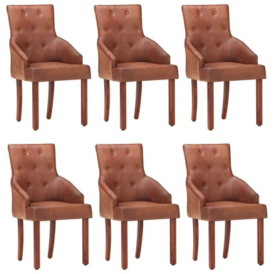 Dining Chairs 6 Pcs Brown Real Goat Leather U8N9 • $2128.82
