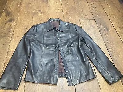Marks & Spencer (M&S) - Size 8 -  Super Soft Brown Leather Ladies Jacket • £14.99