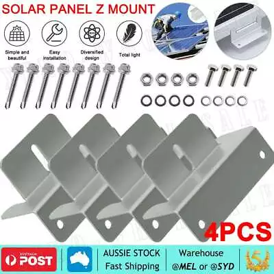 Solar Panel Mounting Z Bracket Set For Flat Roof Wall Mount Kit Aluminum Silver • $12.19