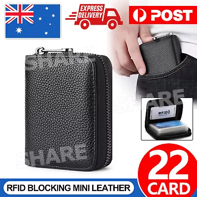 $7.95 • Buy 22 Card Wallet Business Case Purse Mini Leather Credit Card Holder RFID Blocking