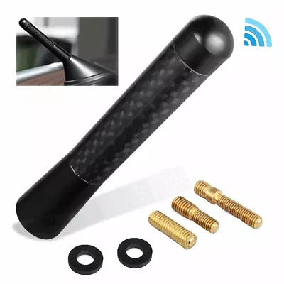 Screw 3inches+ Car Antenna Carbon Fiber Radio FM Antena Black Kit Black US • $7.89