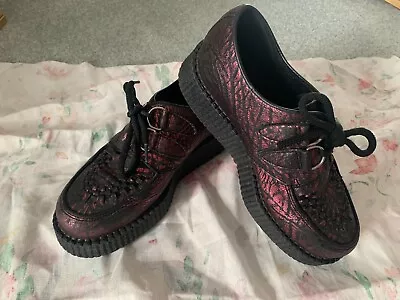 Underground Originals Wulfrun Creeper Burgundy Leather Platform Shoes UK 4 • £30