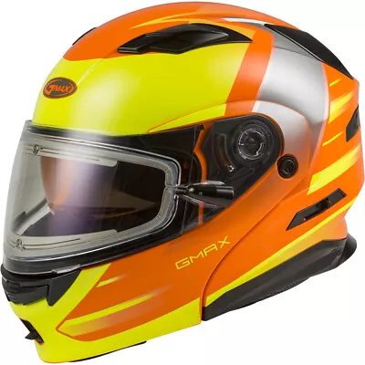 GMAX MD-01S Modular Electric Shield Snow Helmet (Neon Orange/Hi-Vis Large) • $99.99
