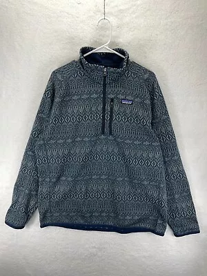 Patagonia Better Sweater 1/4 Zip Falconer Legend Mens XL Blue Aztec Fish Print • $89.99