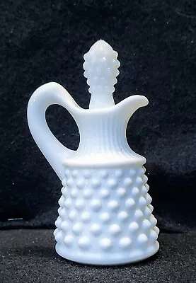 Vintage Fenton Hobnail Milk Glass Cruet W/stopper •oil/vinegar Bottle • $10