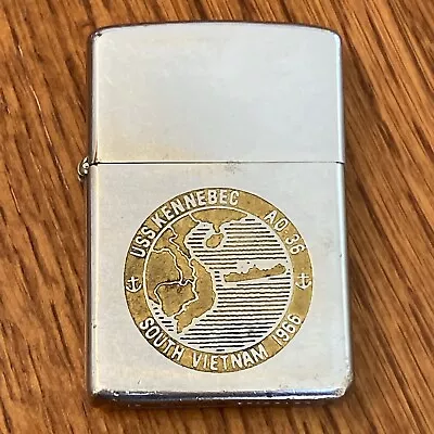 Vintage 1966 Zippo Lighter Factory Engraved USS Kennebec South Vietnam H5 • $13.50