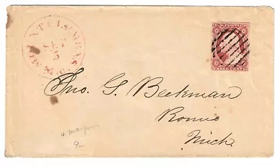 1851 Mount Clemens Mich Scott #10 W/black Grid Cancel Red Cds Ex-wagshal • $25