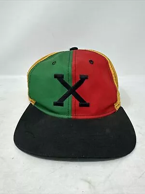 Vintage Malcolm X Snapback Hat Pinwheel Colorblock Cross Colors Cap Rare 90’s • $90