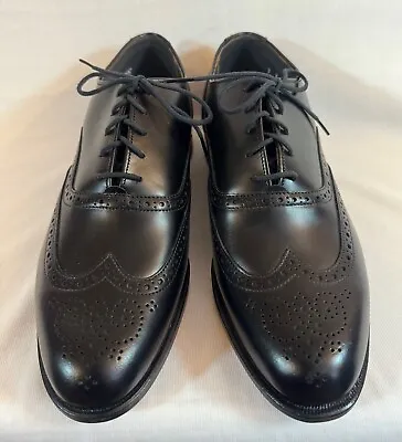 Mens VTG Walk Over Blk Pebbled Wingtip Leather Oxford Dress Shoes Sz 7 E/C Wide  • $74