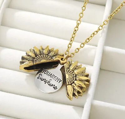 Sunflower Necklace Open Locket Necklace Gold Flower Men And Women • $13.50