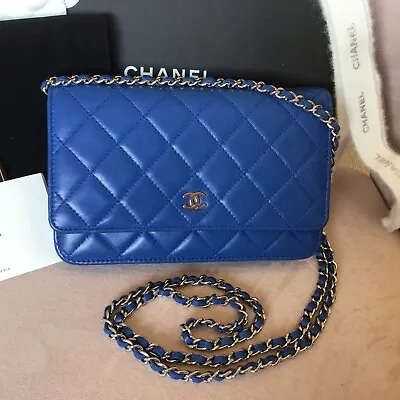 $4500 • Buy Chanel WOC - Blue Lambskin With Silver Hardware - Preowned EUC