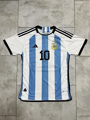 Adidas Messi #10 Argentina Home Large Slim Fit Jersey 3 Stars World Cup 2022 • $56.99