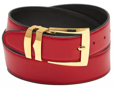 Men's Belt Reversible Wide Bonded Leather Gold-Tone Buckle XL Sizes • $19.95