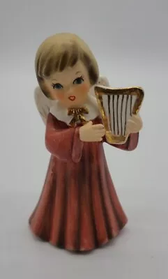 Vintage Ucagco Bisque Hand Painted Angel Playing Harp Gilted Figurine  • $34