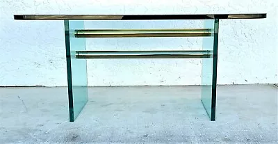 Vintage MCM Glass & Brass Coffee Cocktail Table By PACE COLLECTION • $1695