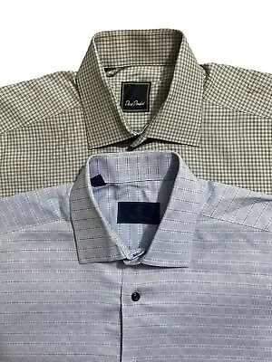 Lot Of 2 David Donahue Men’s Casual Dress Shirts Size Large 16 32/33 Button Down • $39.96