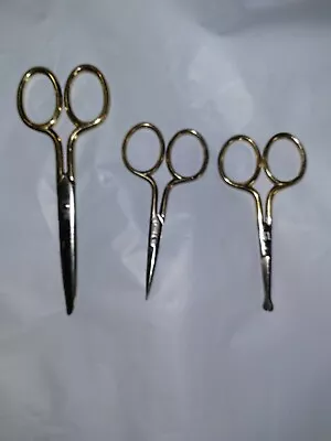 LOT OF 3 Vintage Gold Trimming  Sewing Scissors Made In Germany • $20