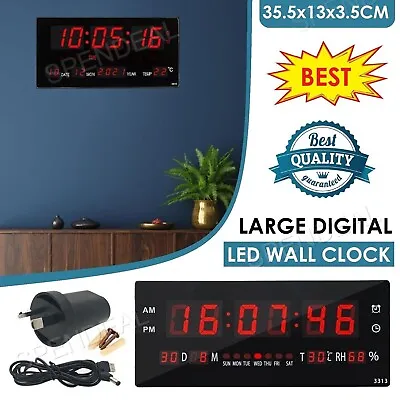 Large Digital Wall Clock Digital LED Clock Wall Desk Clock Calendar Temperature • $42.99