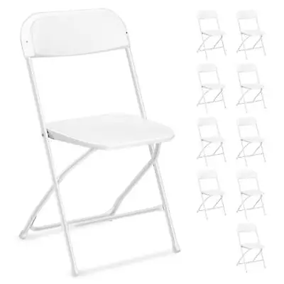Commercial White Plastic Folding Chairs Stackable Picnic Party ( Set Of 10) • $138.99