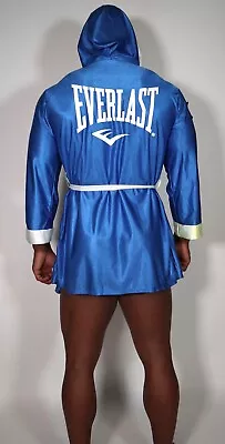 Men's Everlast Blue Hooded Robe (stain On Sleeve) Adult • $22.98