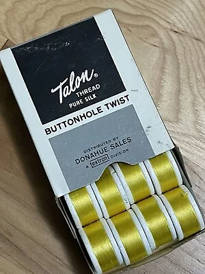 BOX OF 12 Talon BUTTON HOLE TWIST Silk Thread On Spools Size D FLY TIE Yellow • $45