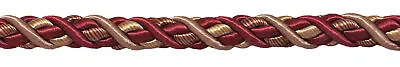 Burgundy Taupe Gold 7/16  Decorative Rope Cord Cranberry Harvest [By The Yard] • $3.49