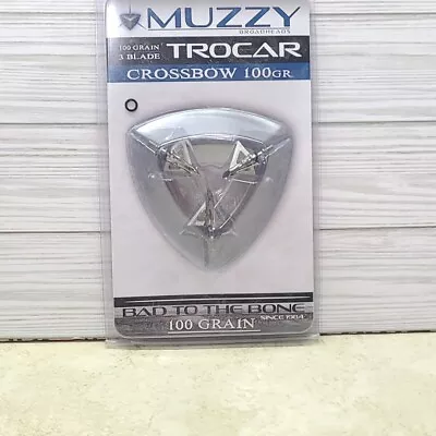 New Muzzy # 292 Trocar Crossbow Broad Heads 100 Grain 3 Blade - 3 Pack - 100gr • $18