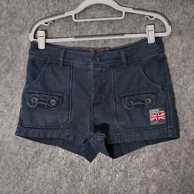 Superdry Shorts Small Military Cargo Utility Pocket Stonewash Blue Button Fly • $16.17