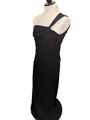 90s VTG Laundry Shelli Segal Ladies Black One Strap Evening Gown M Long Dress • $19.95