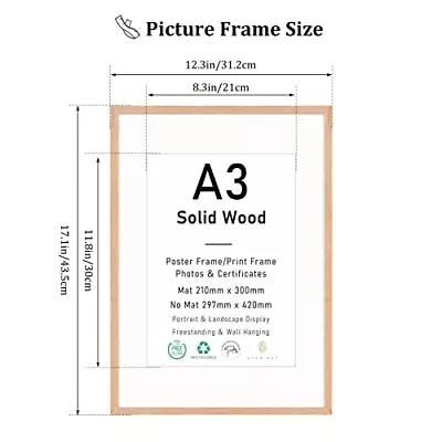 A3 Certificate Picture Frame OAK Wood Photo Frame With Mount For A4 Print  Pos • £25.49