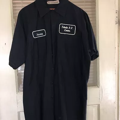 Vintage 90s Mechanic  Auto Shop Shirt Men's L-LN Large Long Short Sleeve • $24.99