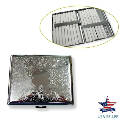 Victorian Style Cigarette Metal Case Double Sided King Etched Pattern USA • $6.59