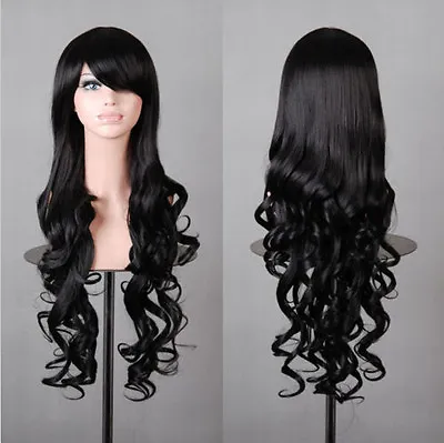 Woman 80cm Long Curly Wigs Cosplay Halloween Costume Anime Hairs Wavy Full Wigs • $14.99