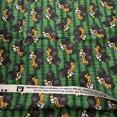 David Textiles Yellow Green Tractor Fabric 1 Yd Cotton Quilting  • $5.99
