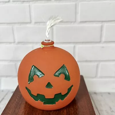 Vintage Jack-o-lantern Pumpkin Halloween Glass Oil Lamp 3.5  • $9