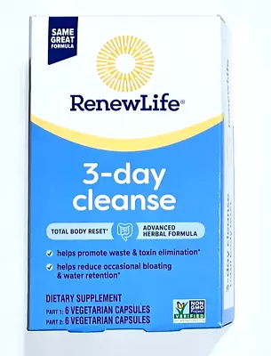 RenewLife Total Body Reset Adult 3-Day Cleanse Vegetarian Capsules 12Ct Exp 4/25 • $10.50