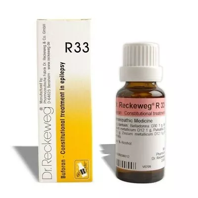 Dr. Reckeweg R33 Epilepsy 22ml Pack Homeopathic Drops FREE SHIPPING • $61.99