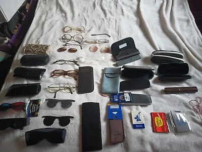 Vintage Lot Of Eyeglasses Cases Sunglasses 3d Glasses Parts • $20