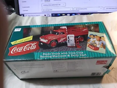 Coca Cola 1996 Chevrolet Stake Truck With Vending Machines Dolly Cart NIB • $65