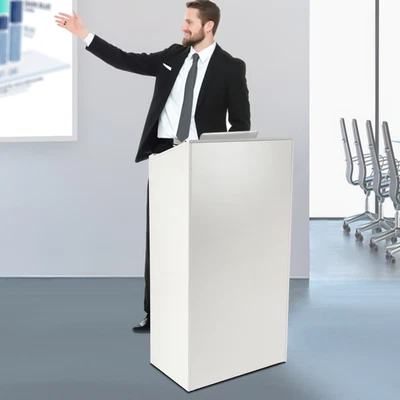 $167.50 • Buy White Wood Podium Conference Pulpit Portable Pulpit Lectern Stand With Shelves