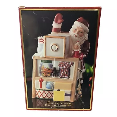 Lenox Musical Cookie Jar Holiday Village Candy Boxed VIDEO Santa Claus Christmas • $55.24