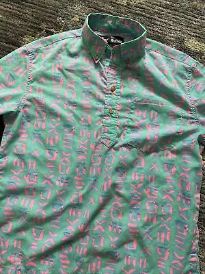 Chubbies The Nutter Abstract Neon Pink Turquoise Camp Shirt Sz M • $35