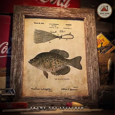 Crappie Art Print Vintage Fishing Lures Patent Artwork Hunting Cabin Wall Decor • $9.69