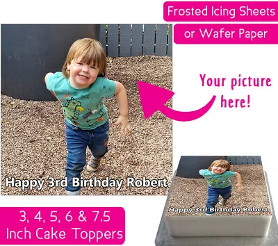 Your Own Square Personalised Photo Edible Wafer & Icing Cake Toppers Bday Party • £3.99