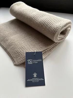 £46.99 • Buy 100% Pure Cashmere Chunky Ribbed Natural Scarf 165x25cm RRP£179 Soft & Very Warm