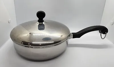 Farberware 7.5  Skillet Fry Pan With Lid Aluminum Clad Stainless Steel VTG • $24