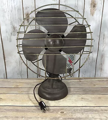 Vintage SUPER AIR Industrial Desk Fan Metal Cast Iron TESTED WORKS Oscillating • $96.79